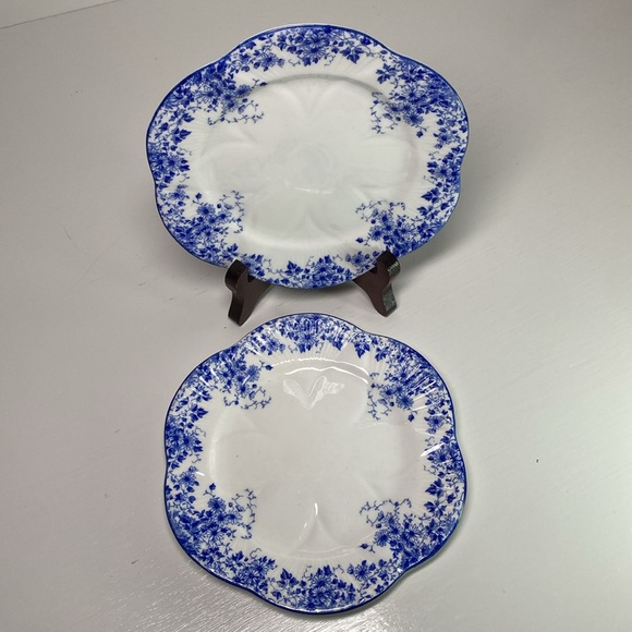 Dainty Blue Bread and Butter Plates by Shelley- Lot of 2 - Picture 1 of 7